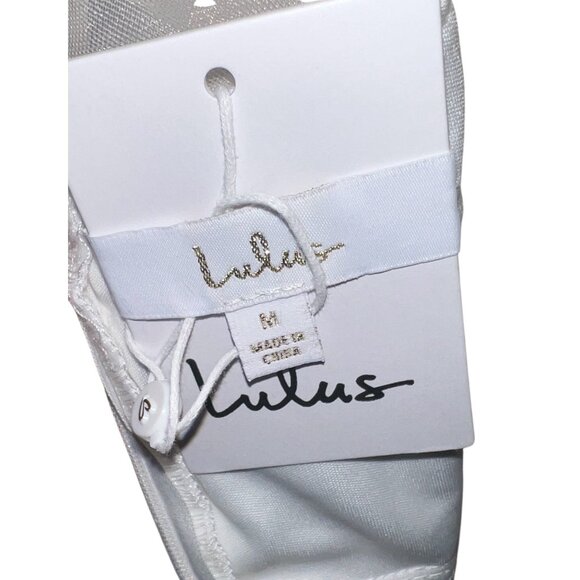 Lulus Beaded Draped Sweetheart Neck Tulle Flowy Maxi Formal Dress Sz Medium Whit - Picture 13 of 14